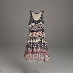 Boho Floral Paisley Tank Hi-low Dress XL Lace Detail Lined By Studio 253